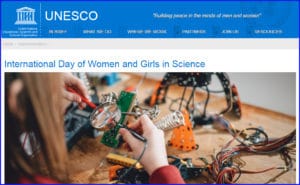 Screenshot of UNESCO Intl Day of Women Girls in STEM website