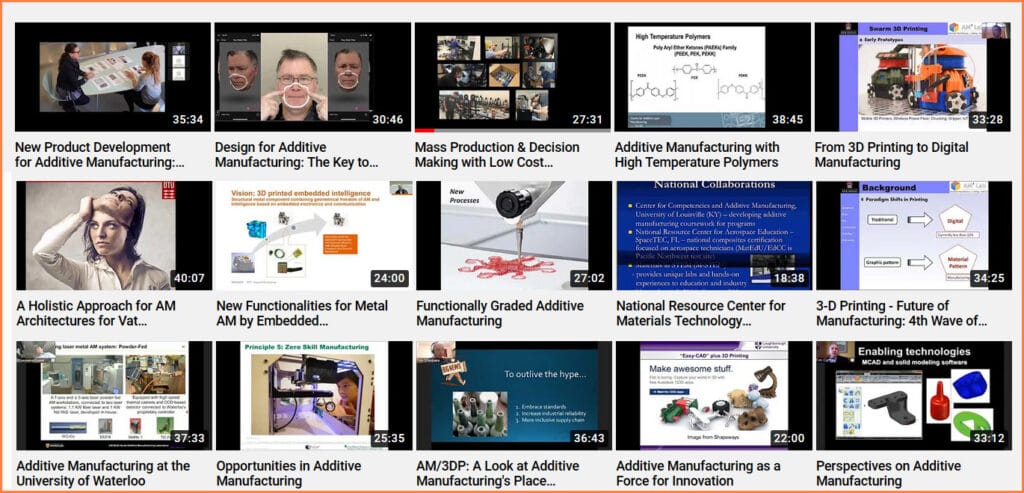 Screenshot of TTU Additive Manufacturing YouTube Channel